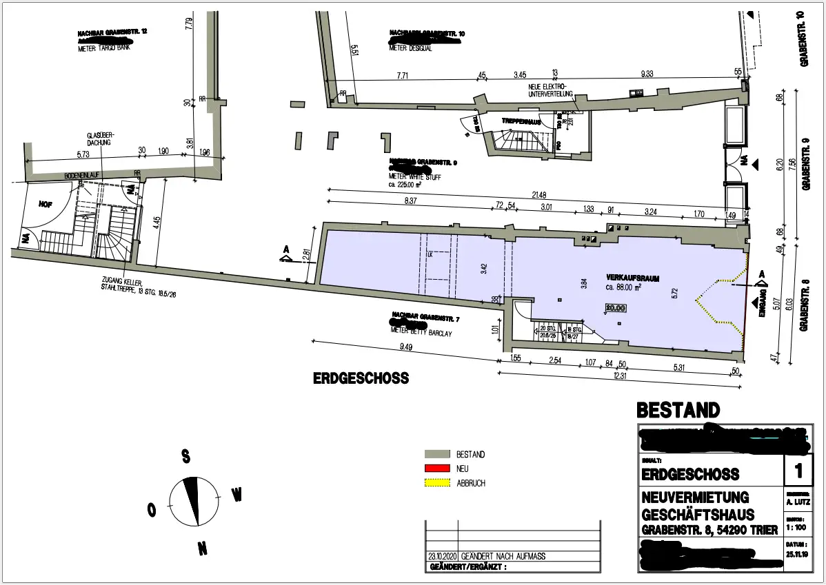 54290 Trier, Grabenstr. 8 | 88-124qm Verkaufsfläche in City 1a-Lage, GRUNDRISS, EG